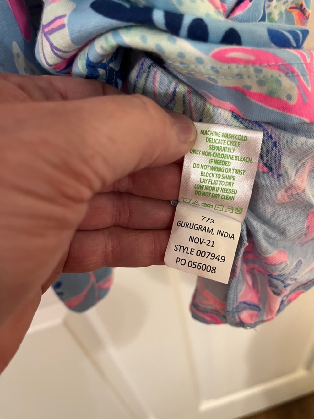 Lilly Pulitzer Geanna Dress with Pink and Navy Tropical Print - Picture 6 of 7
